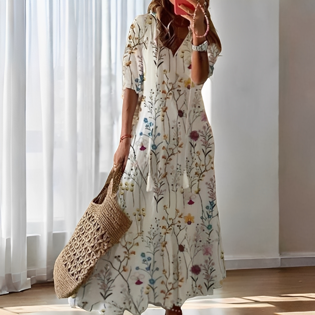 Alica - Luftiges Damenkleid mit V-Ausschnitt