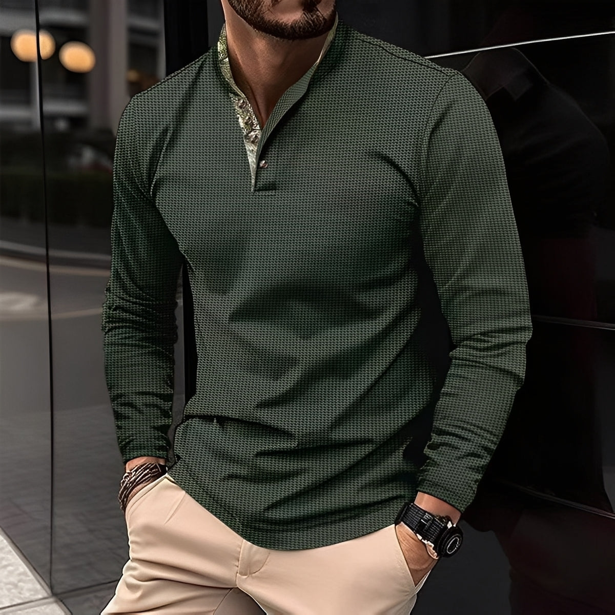 Crofton - Schickes Herren-Poloshirt mit langen Ärmeln und Designakzent