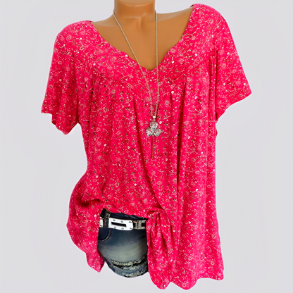 Claudia - Modische, locker geschnittene Bluse mit Blumenmotiv für Damen