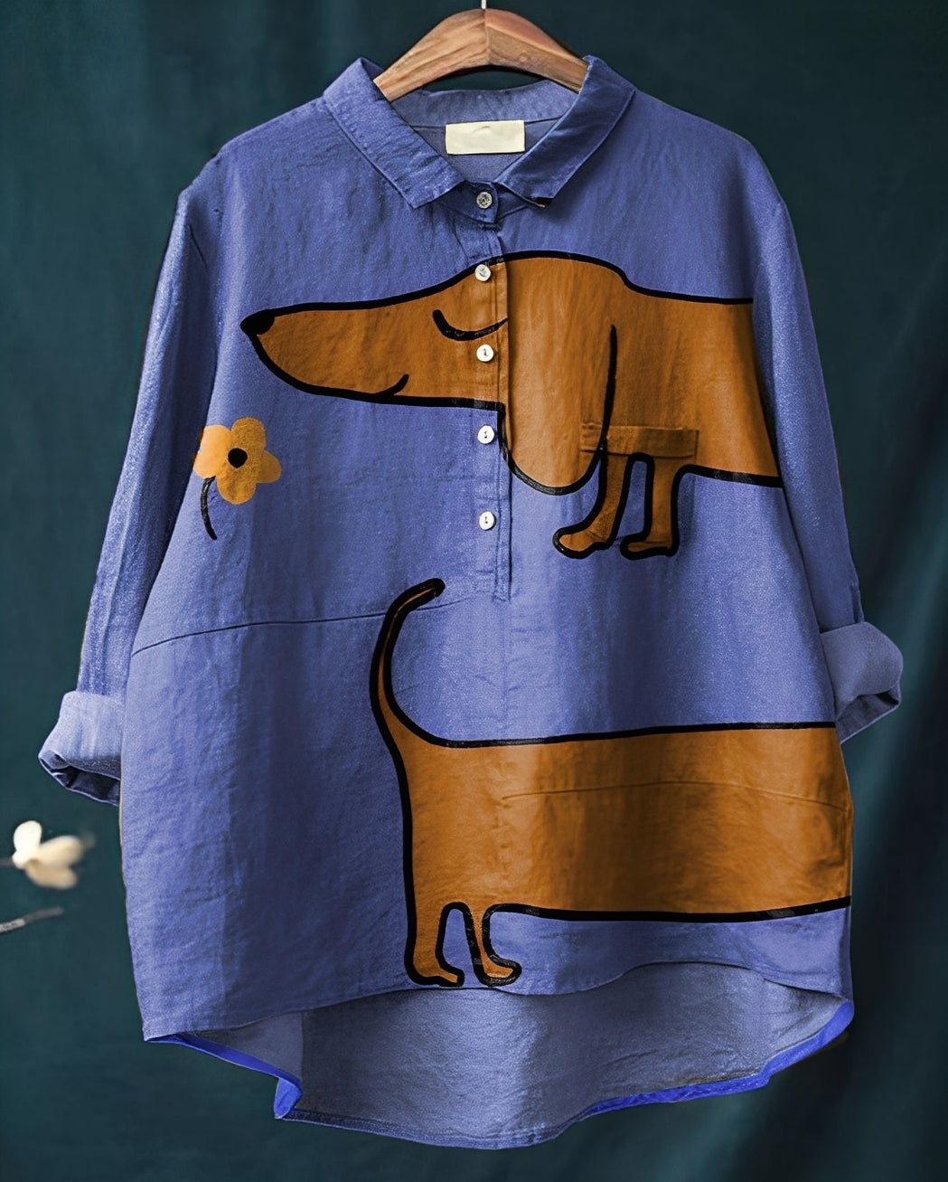 Eyden - Damenbluse mit langen Ärmeln und künstlerischem Design