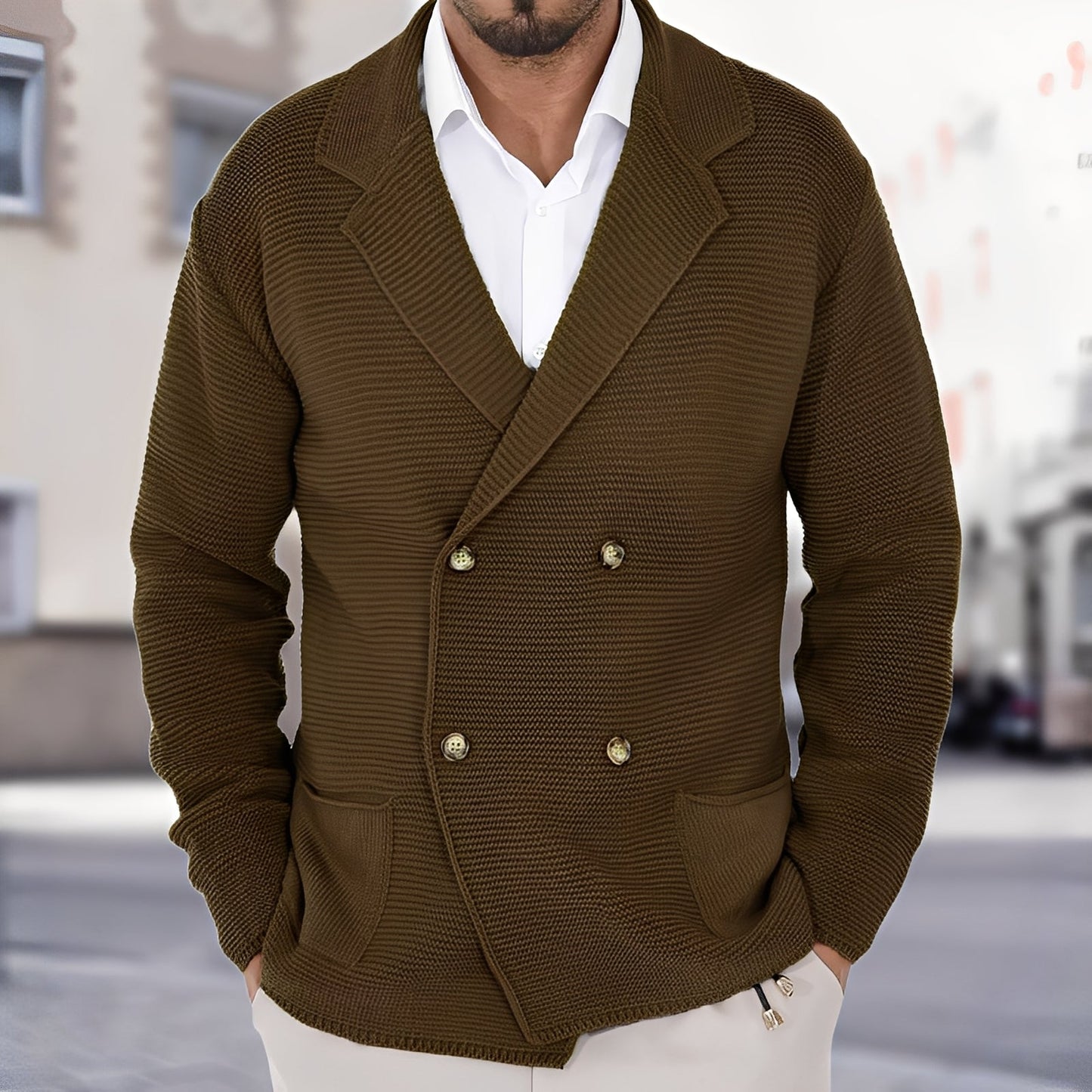 Alfred - Komfortable Herren-Strickjacke mit Doppelreiher