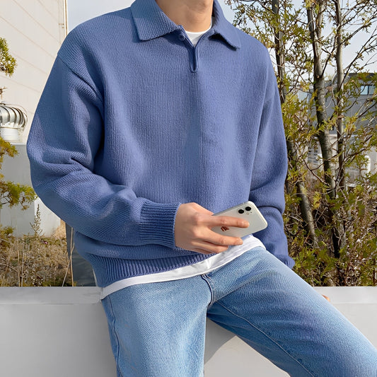 Bernard - Herren-Langarm-Strick-Poloshirt