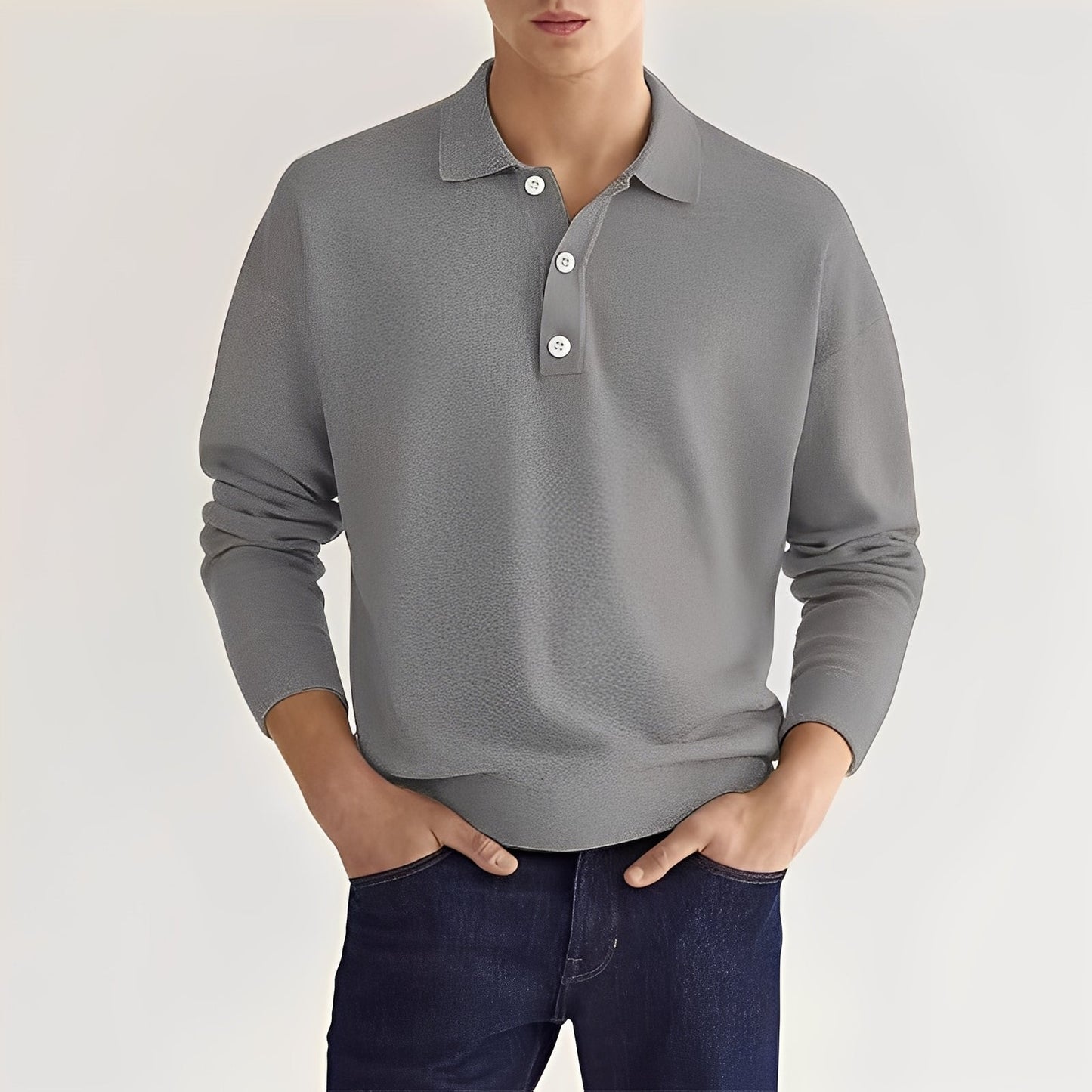 Dominic - Komfortables Langarm-Poloshirt für Herren