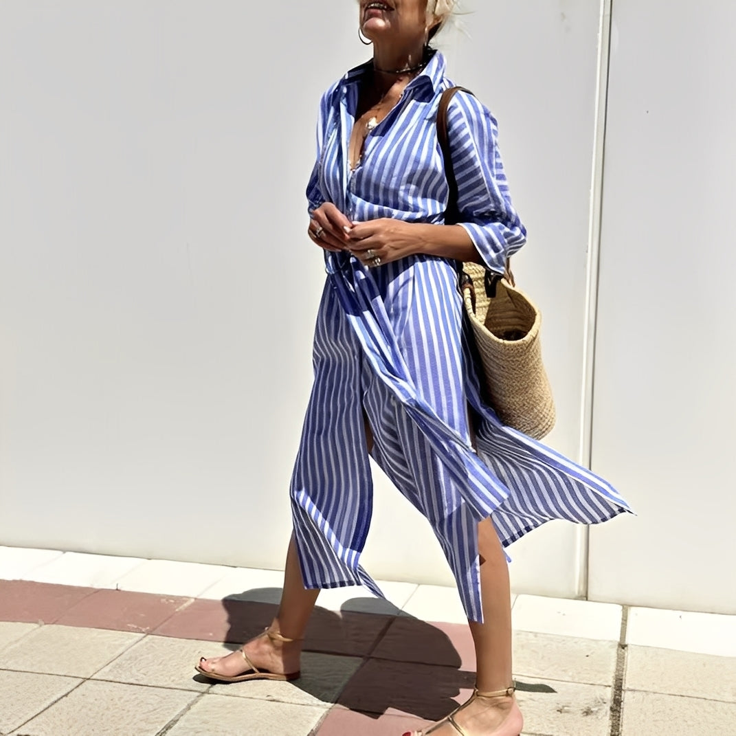 Paulette - Klassisches Damen-Hemdkleid mit Streifen