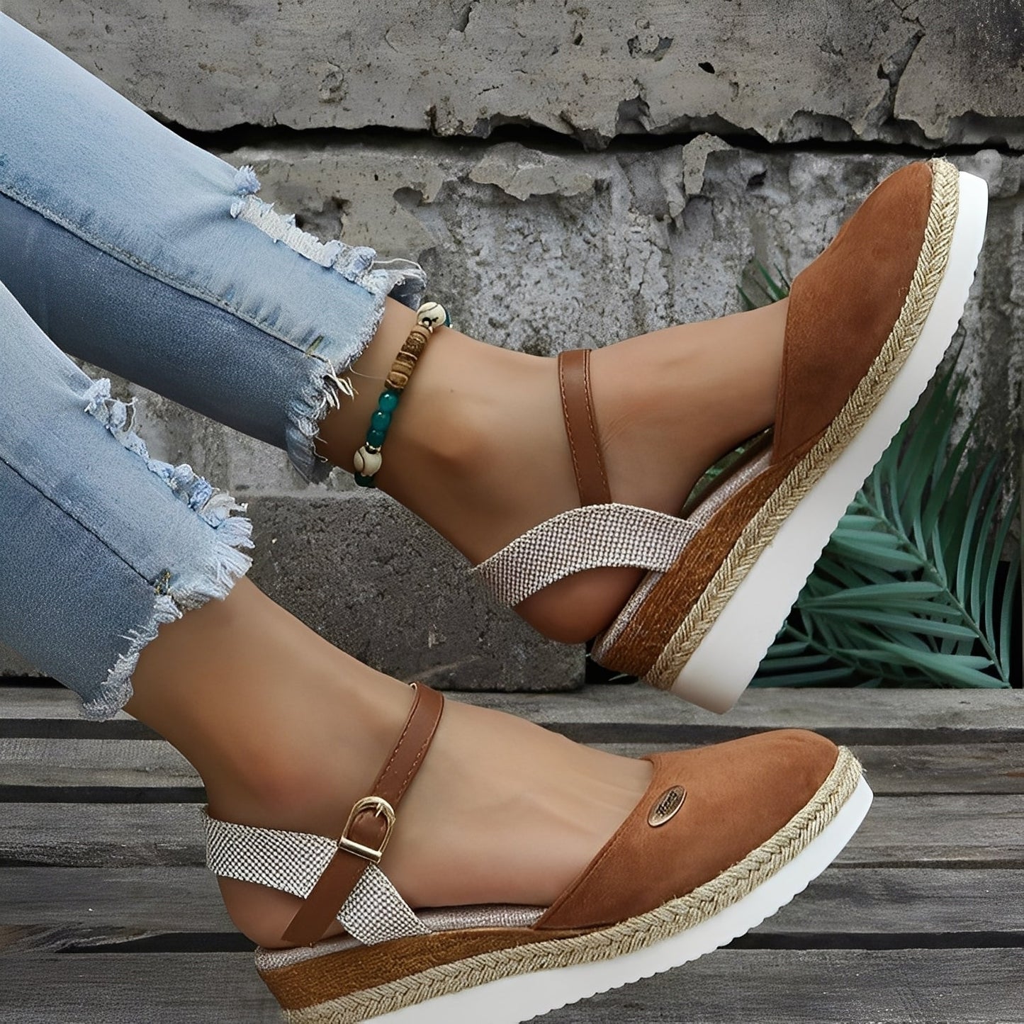 Elinor - Komfortable Damen-Hanfsandalen mit Keilabsatz