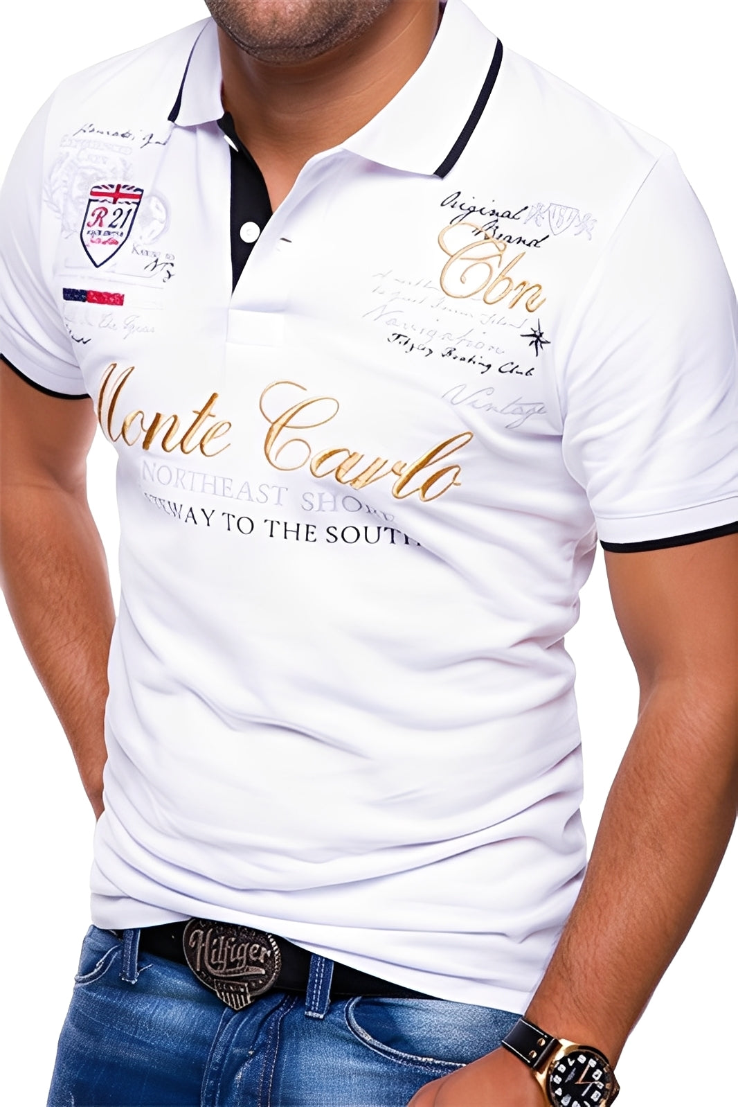 Brent - Lockere Poloshirt mit Druck für Männer