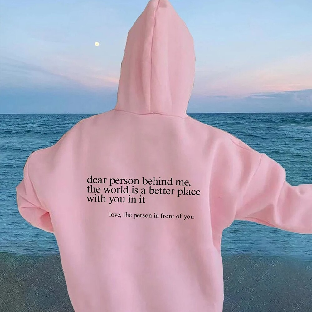 Liebe Person – Hoodie mit Statement-Rückenaufdruck
