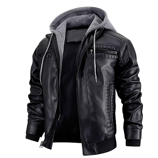 Everard - Klassische Männer-Motorradjacke mit Kapuze