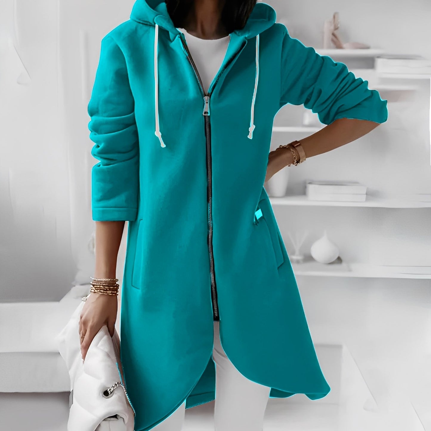 Josepha - Langer, bequemer Damenkapuzenmantel