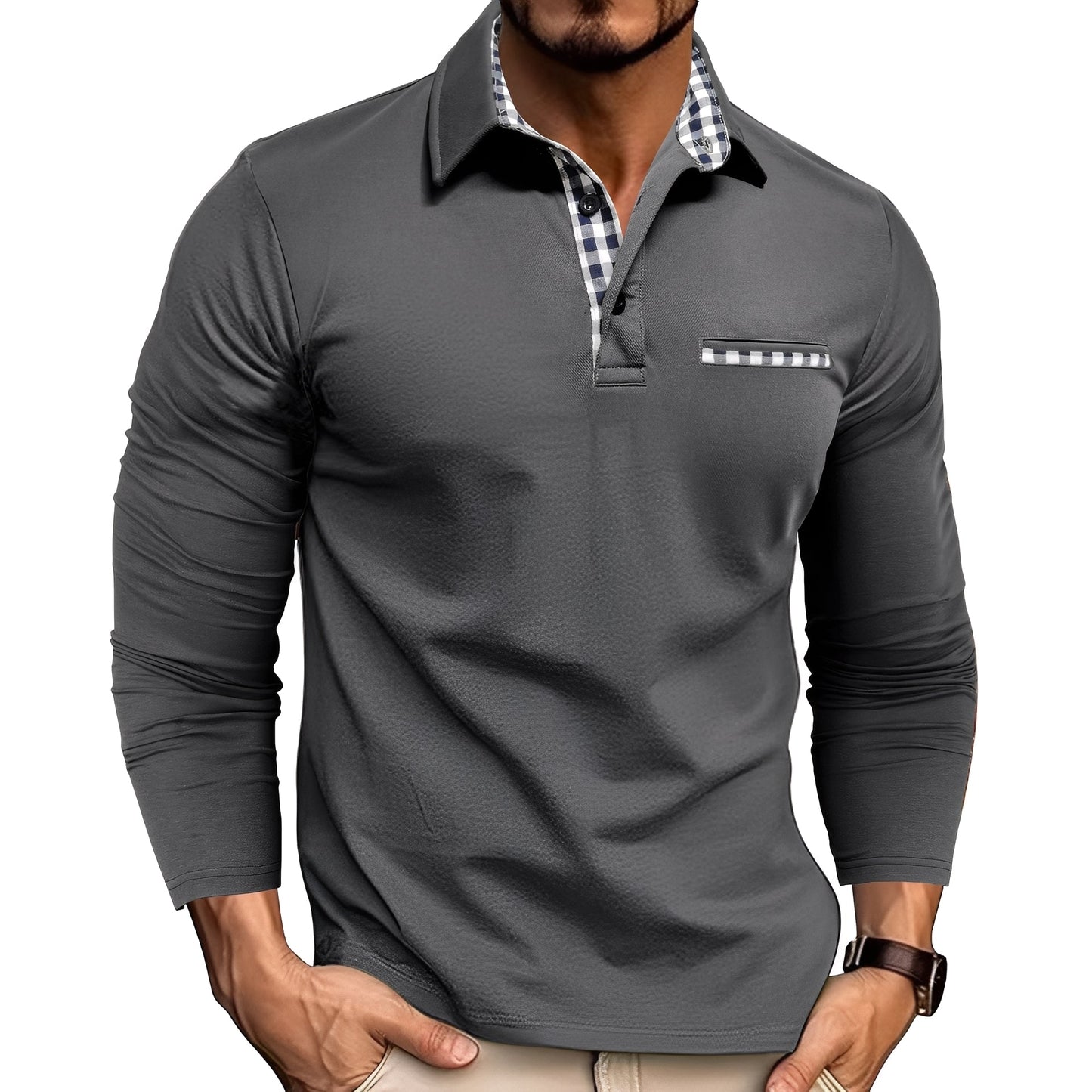 Jerome - Bequemes Langarm-Herren-Poloshirt