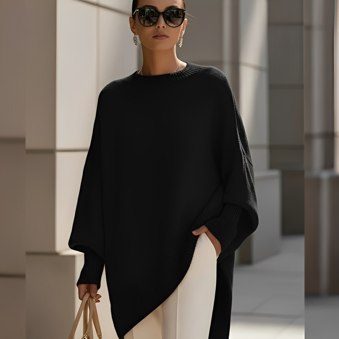 Sylvianne - Damen Oversize-Pullover mit Rundhalsausschnitt