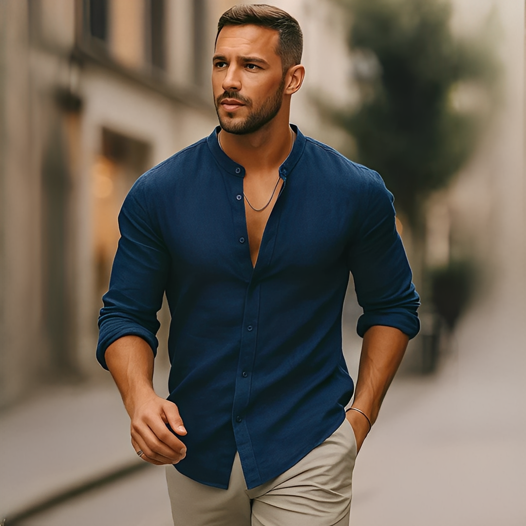 Findoco - Komfortables langärmeliges Herrenhemd