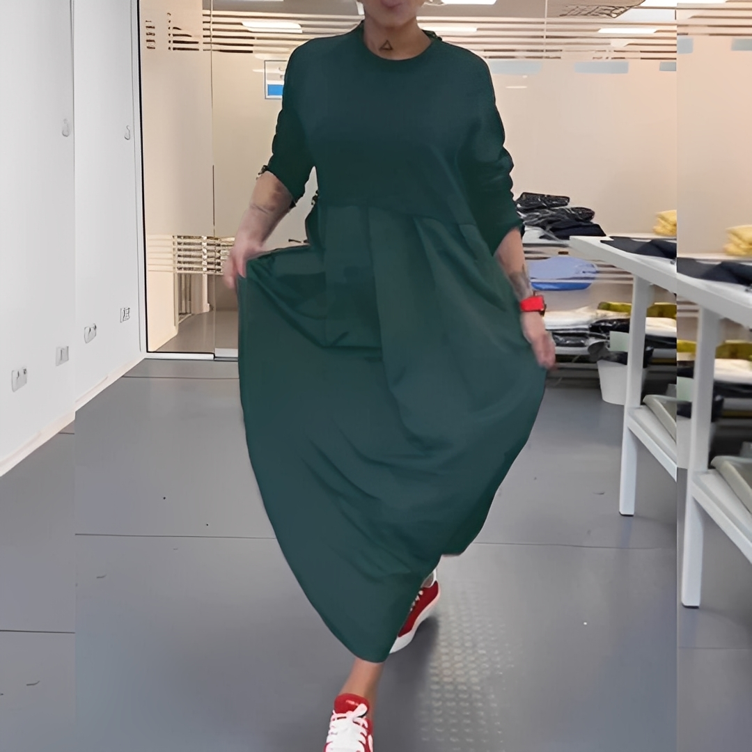 Gisèle - Damenkleid mit Rundhalsausschnitt und lockerem Schnitt