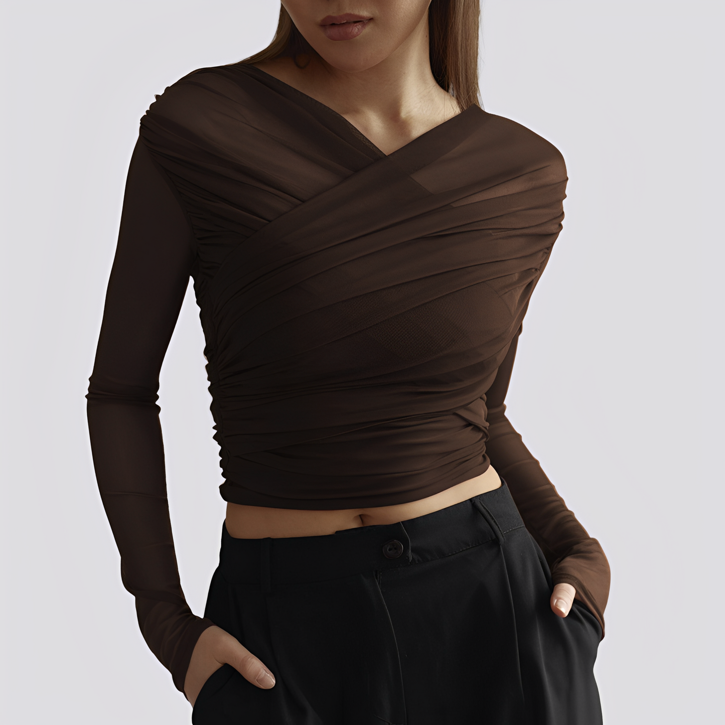 Meghan - Stylish Long-Sleeve Top with Gathering for Women