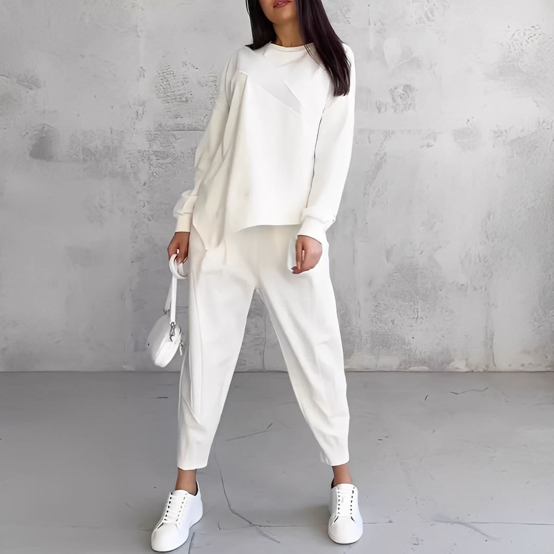 Mélisande - Damen-Set mit Pullover und Hose in Rundhals-Design