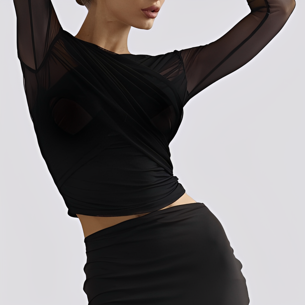 Meghan - Stylish Long-Sleeve Top with Gathering for Women