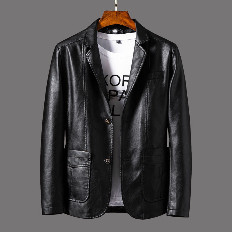 Duncan - Herrenlederjacke mit modernem Knopf-Design