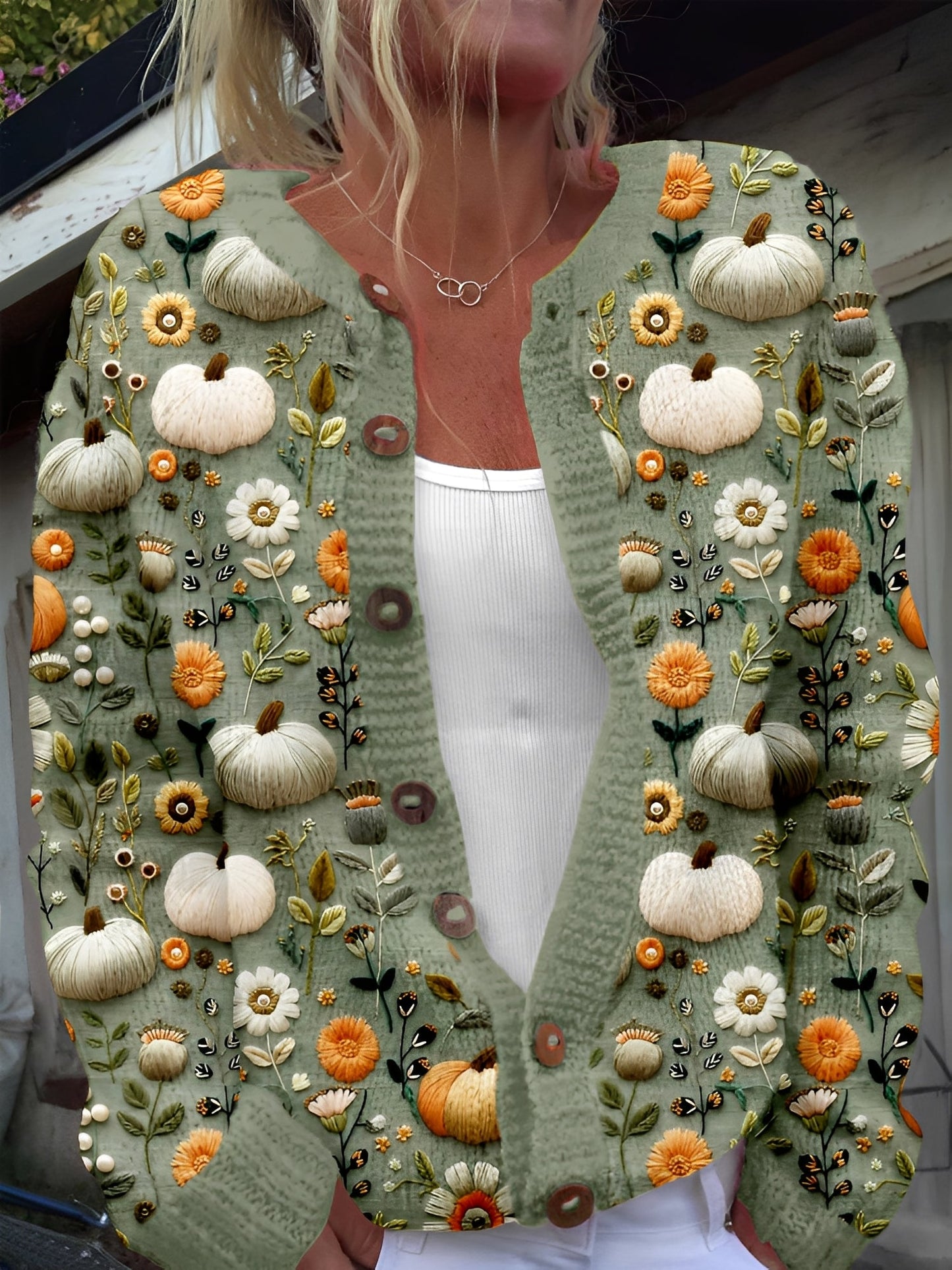 Kandace - Modische Damenstrickjacke mit Blumenmuster