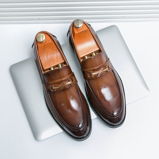Marcus - Elegant men's leather loafers with flat heel