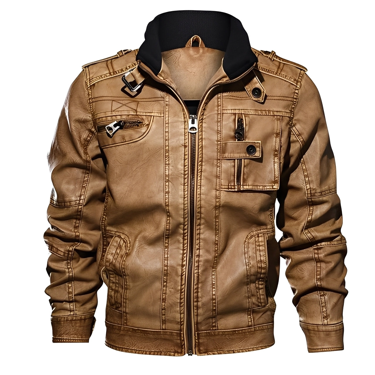 Kevin - Traditionelle Herrenlederjacke mit Taschen