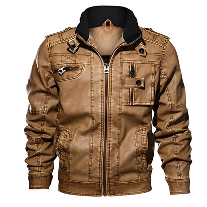 Kevin - Traditionelle Herrenlederjacke mit Taschen