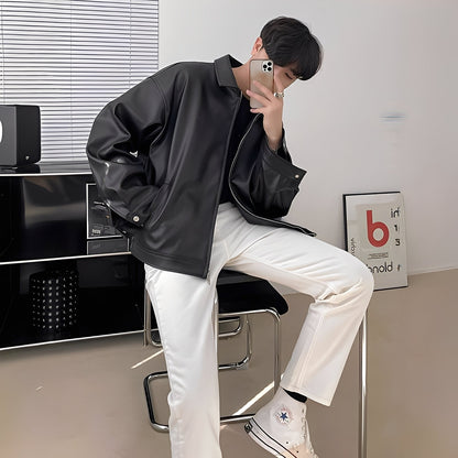 Lohan - Herren Oversize-Leder-Bomberjacke