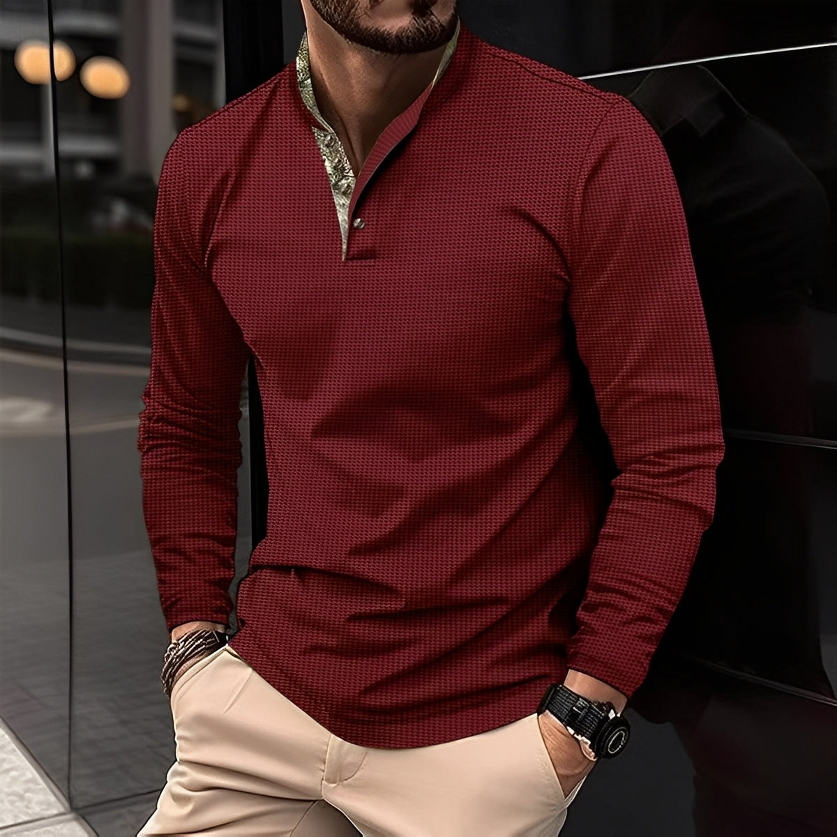Crofton - Schickes Herren-Poloshirt mit langen Ärmeln und Designakzent