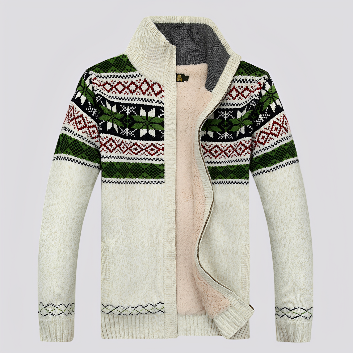 Charley - Herren-Wollpullover mit Sherpa-Futter und Wintermotiv