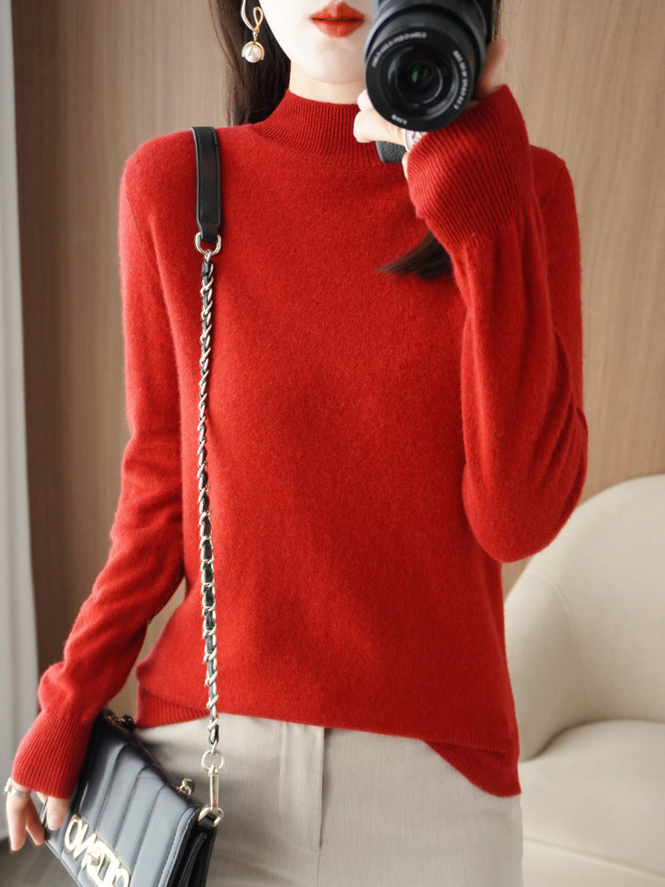 Carrie - Elegant, warm women's sweater with stand-up collar