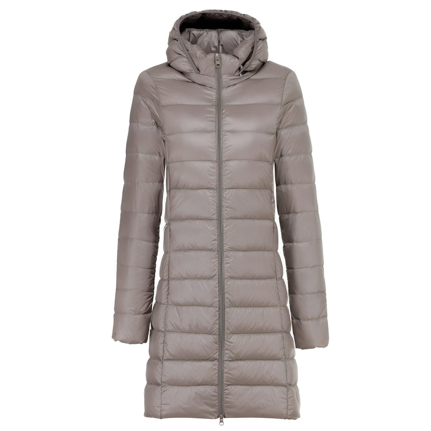 Charlotte - Elegante lange Daunenjacke mit Kapuze für Damen