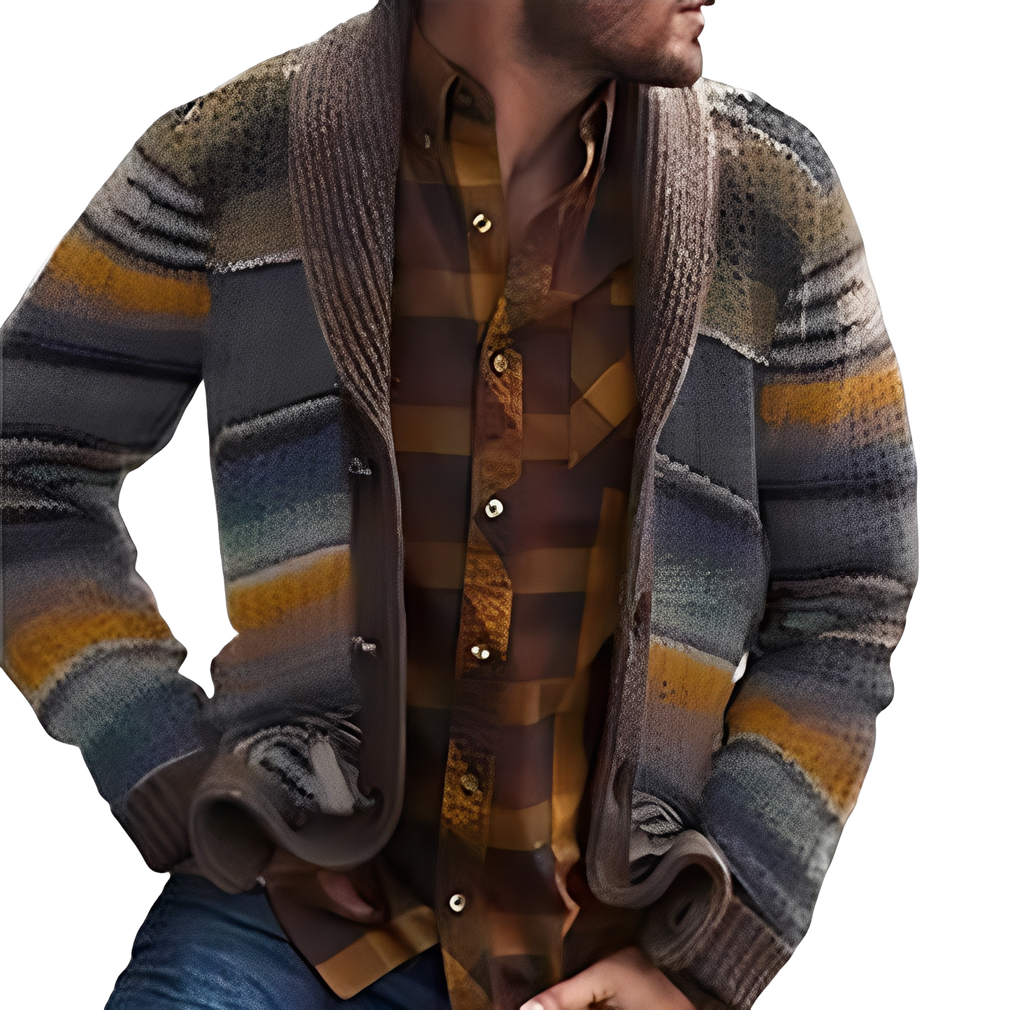 Holden - Modische, bunte Herren-Strickjacke