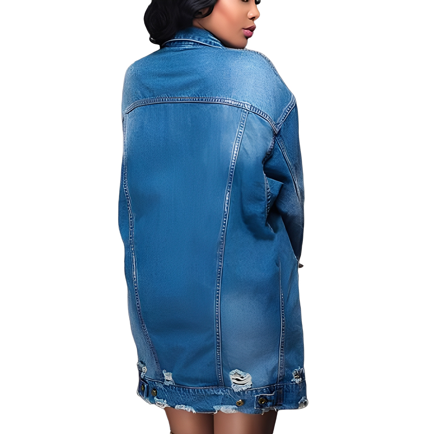 Yasmin - Legere lange Damen-Jeansjacke