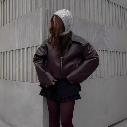 Lesley - Trendige Damen-Lederjacke mit Reißverschluss