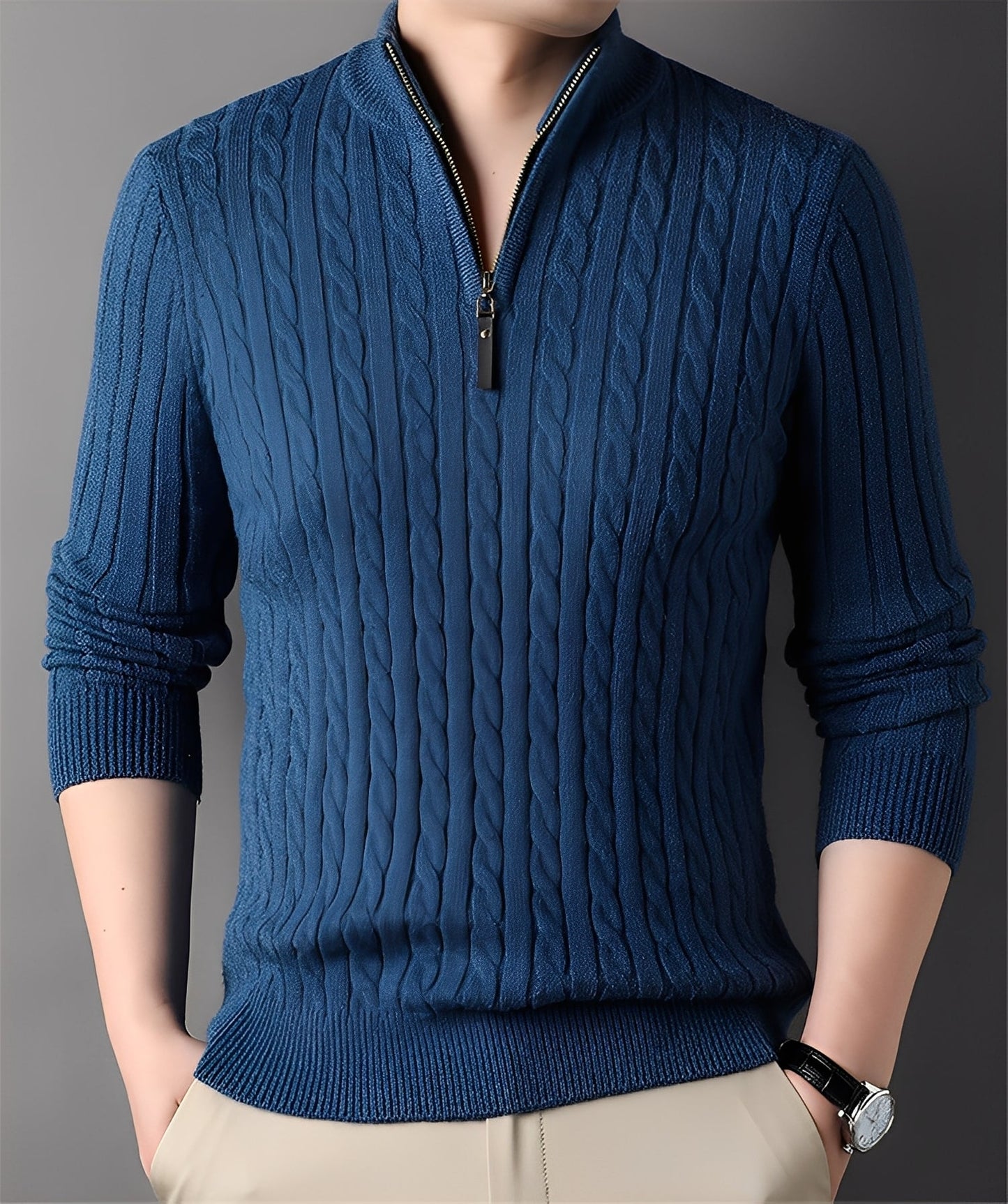 Damian - Zeitgemäßer Herrenpullover mit Reißverschluss