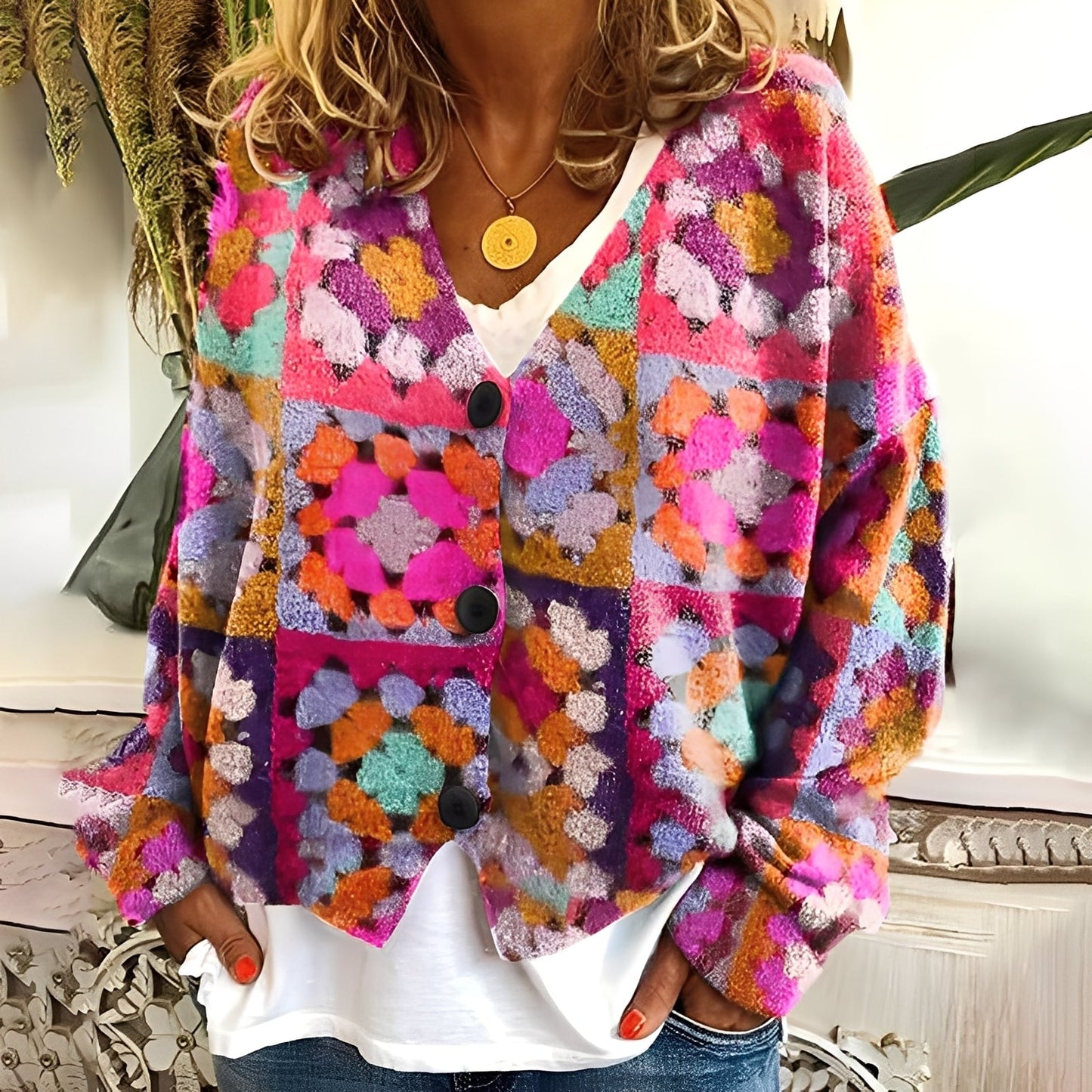 Nydia - Bequemer, weicher Damenpullover mit Muster