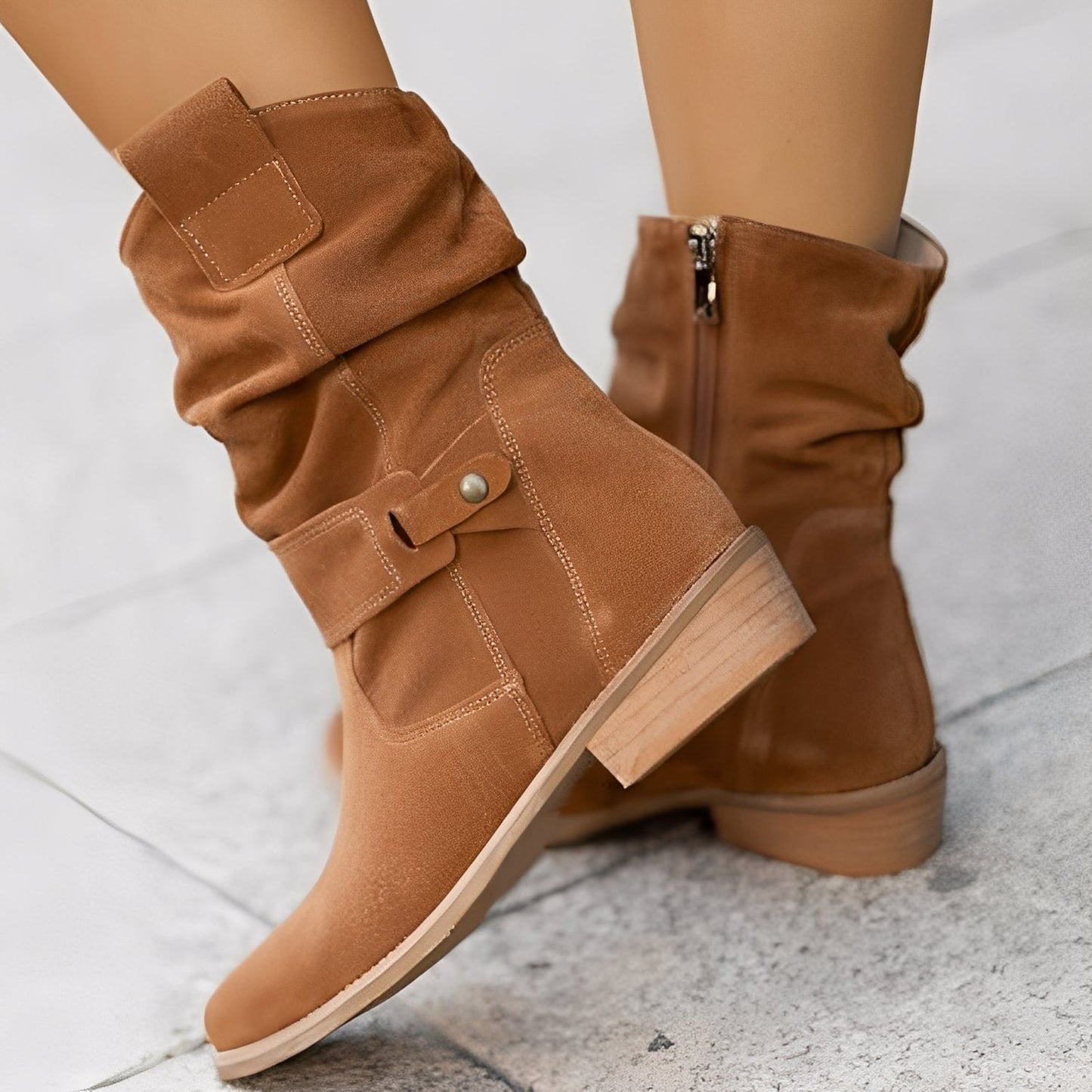 Marjorie - Bequeme Damen-Lederstiefel mit besonders weiter Passform