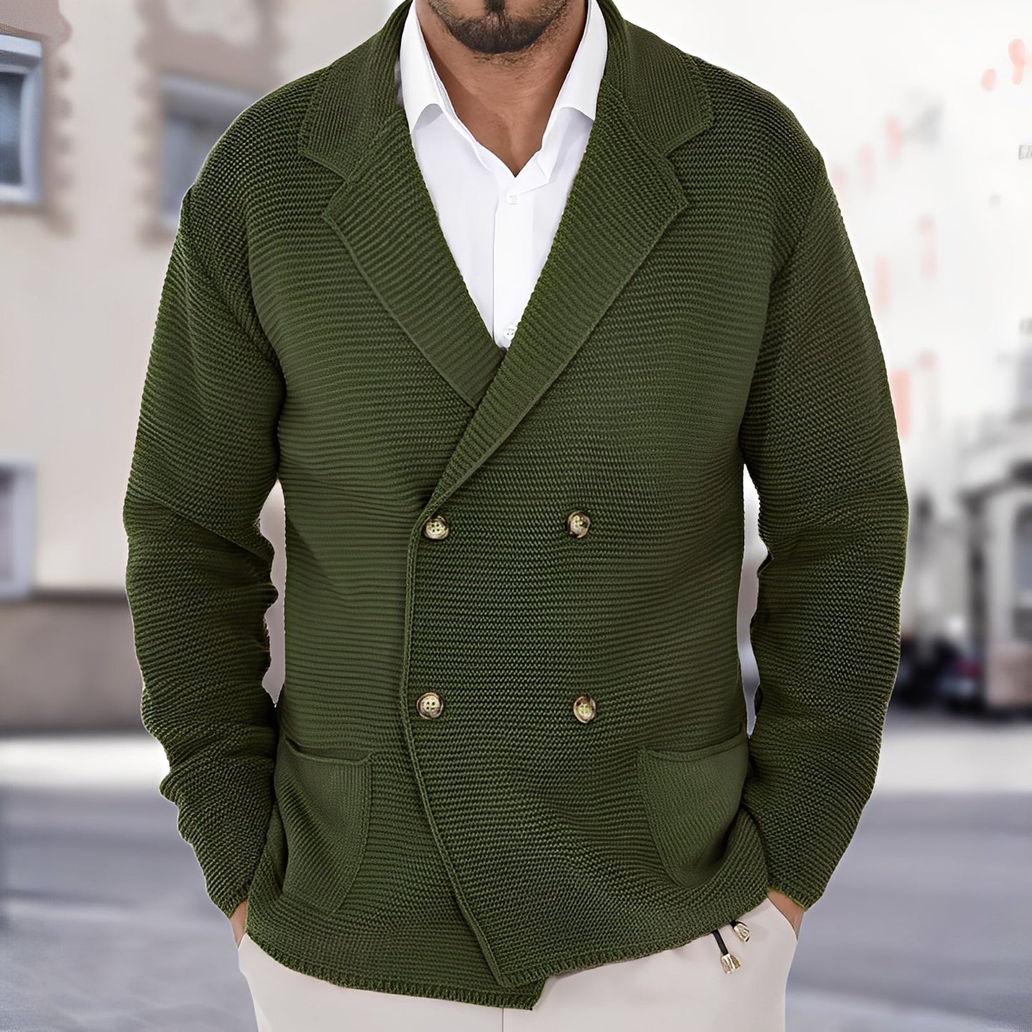Alfred - Komfortable Herren-Strickjacke mit Doppelreiher