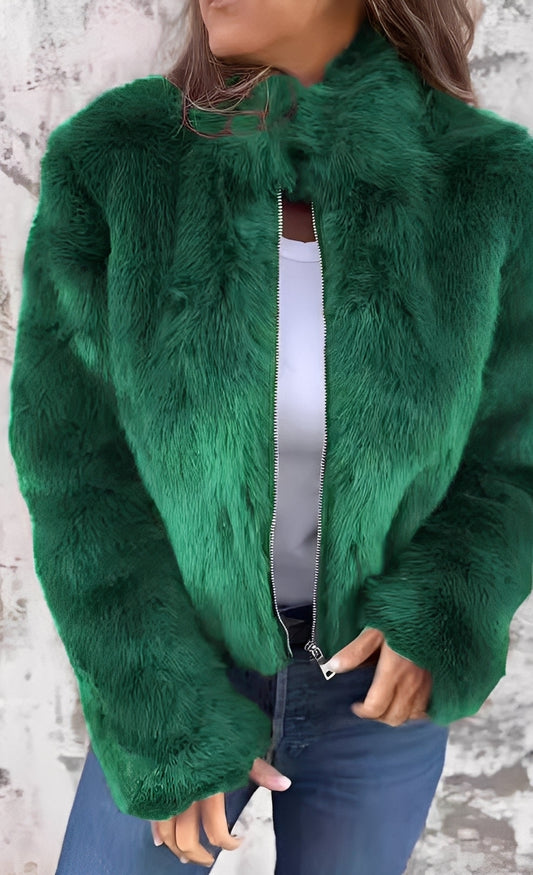 Amanda - Moderner Damen-Plüschmantel