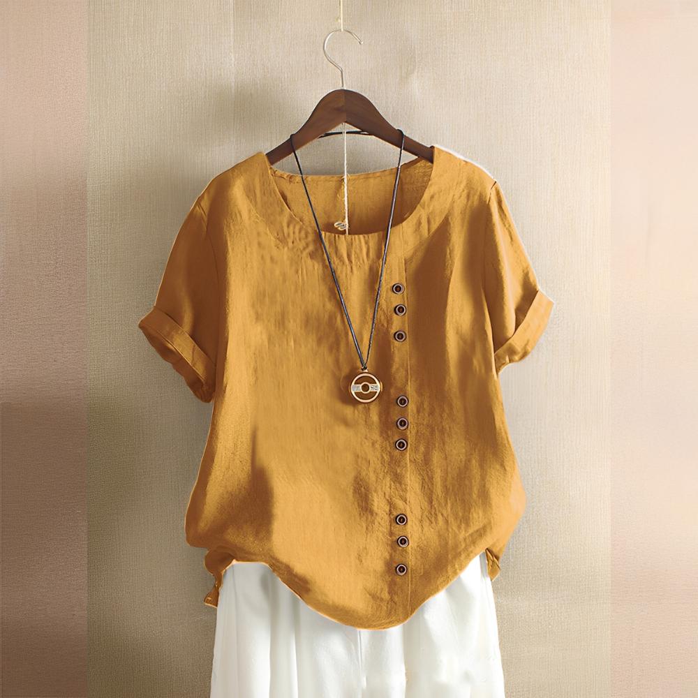 Corrine - Traditionelle, locker sitzende Damen-Leinenbluse