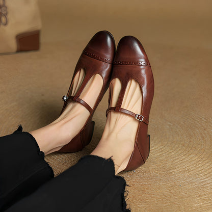 Bella - Legere Lederballerinas mit T-Schnalle für Damen