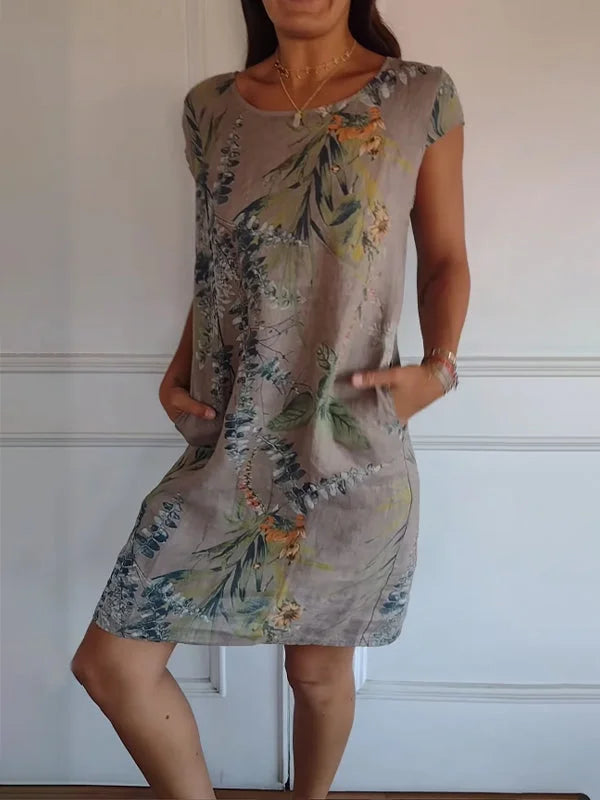 Britt – Bedrucktes Kleid mit rundem Ausschnitt