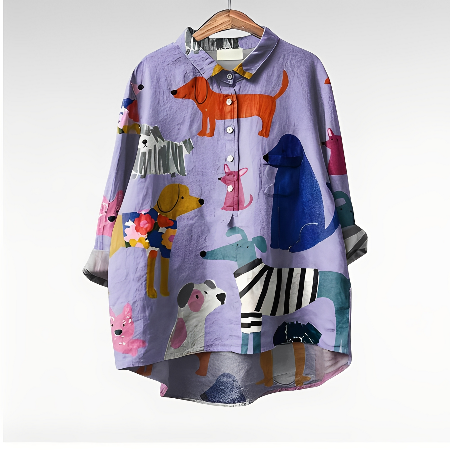 Eyden - Damenbluse mit langen Ärmeln und künstlerischem Design