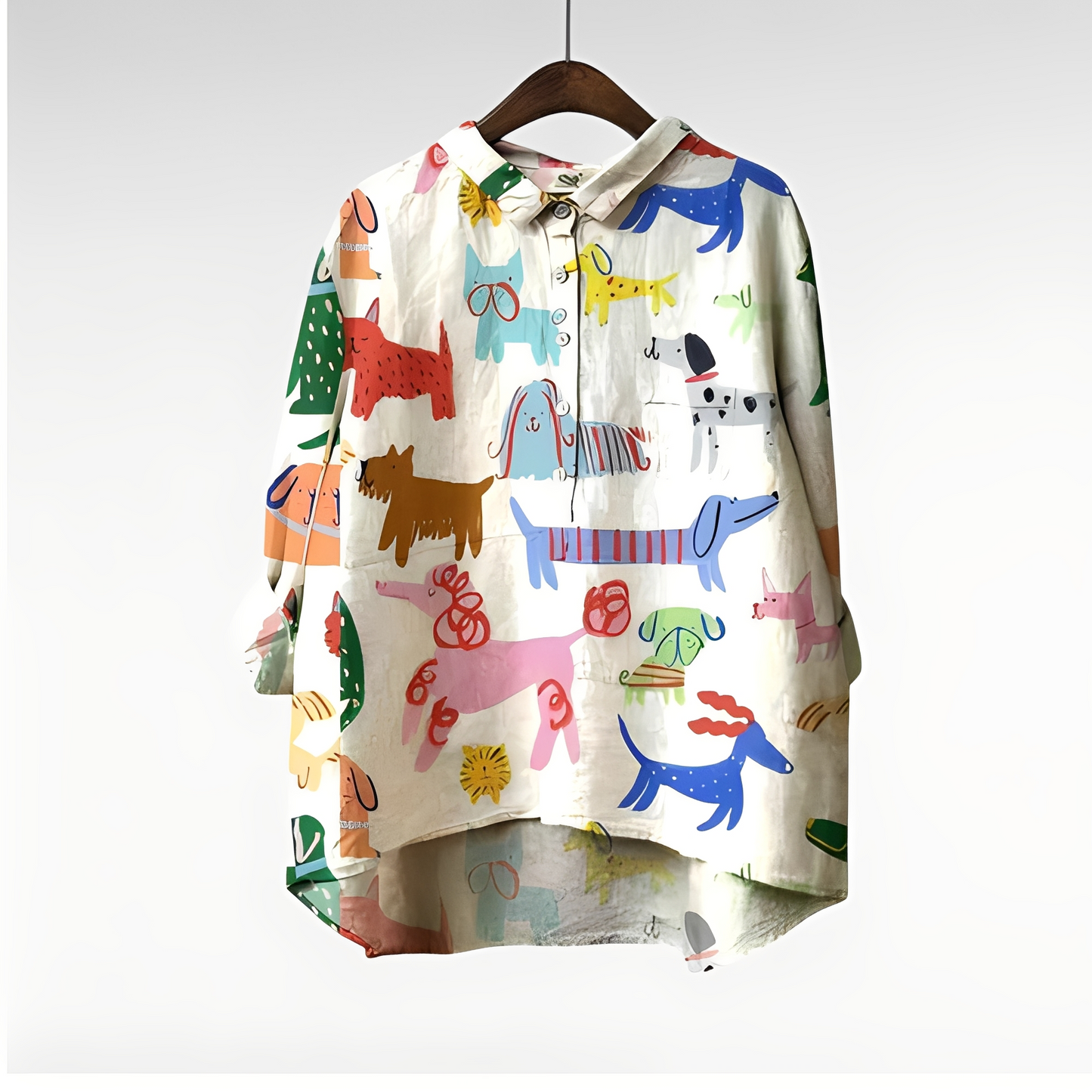 Eyden - Damenbluse mit langen Ärmeln und künstlerischem Design