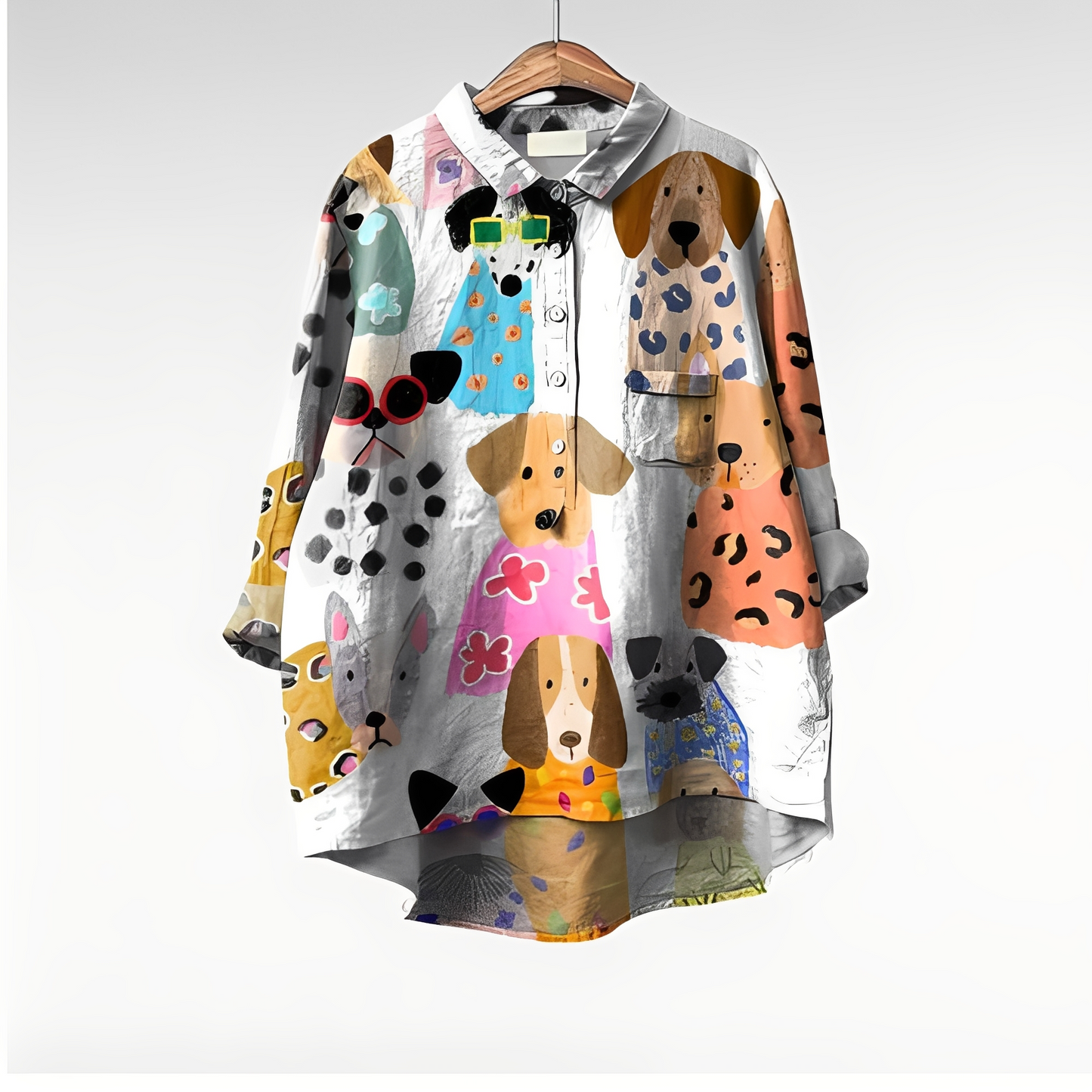 Eyden - Damenbluse mit langen Ärmeln und künstlerischem Design