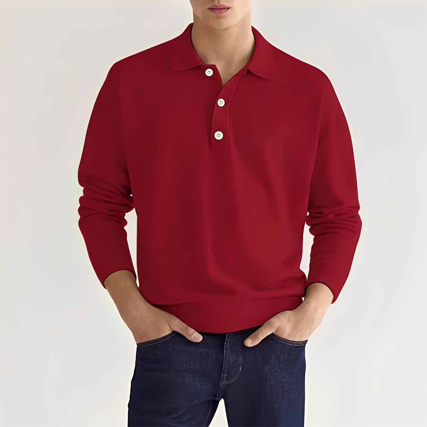 Dominic - Komfortables Langarm-Poloshirt für Herren