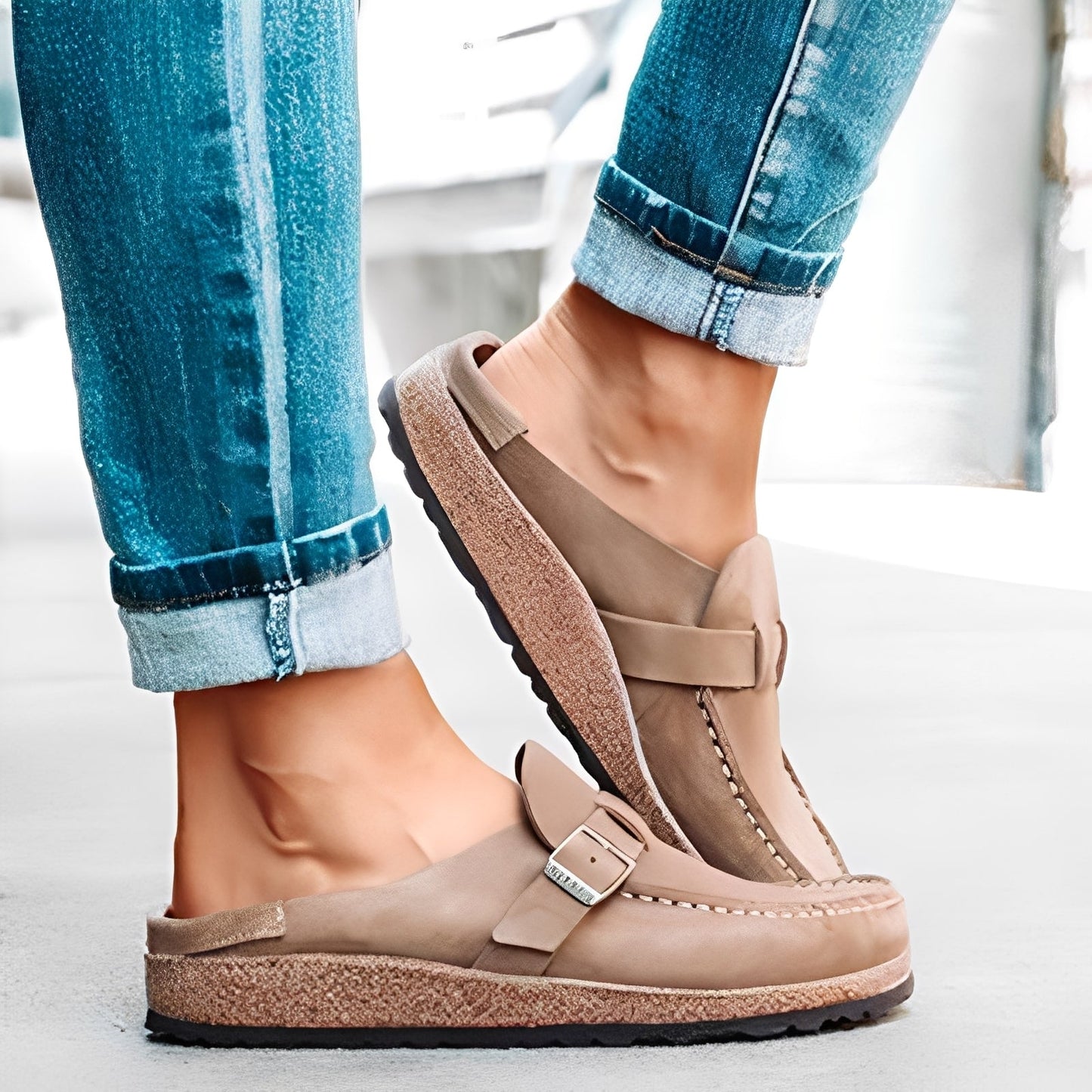 Briana - Komfortable Damen-Slip-On-Sandalen mit Schnalle
