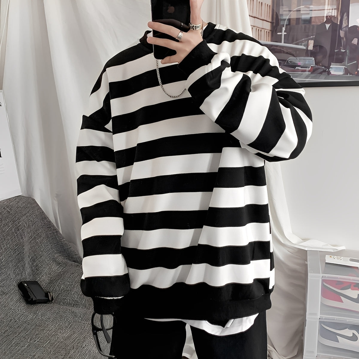Christian - Herren Oversized-Pullover mit Streifen