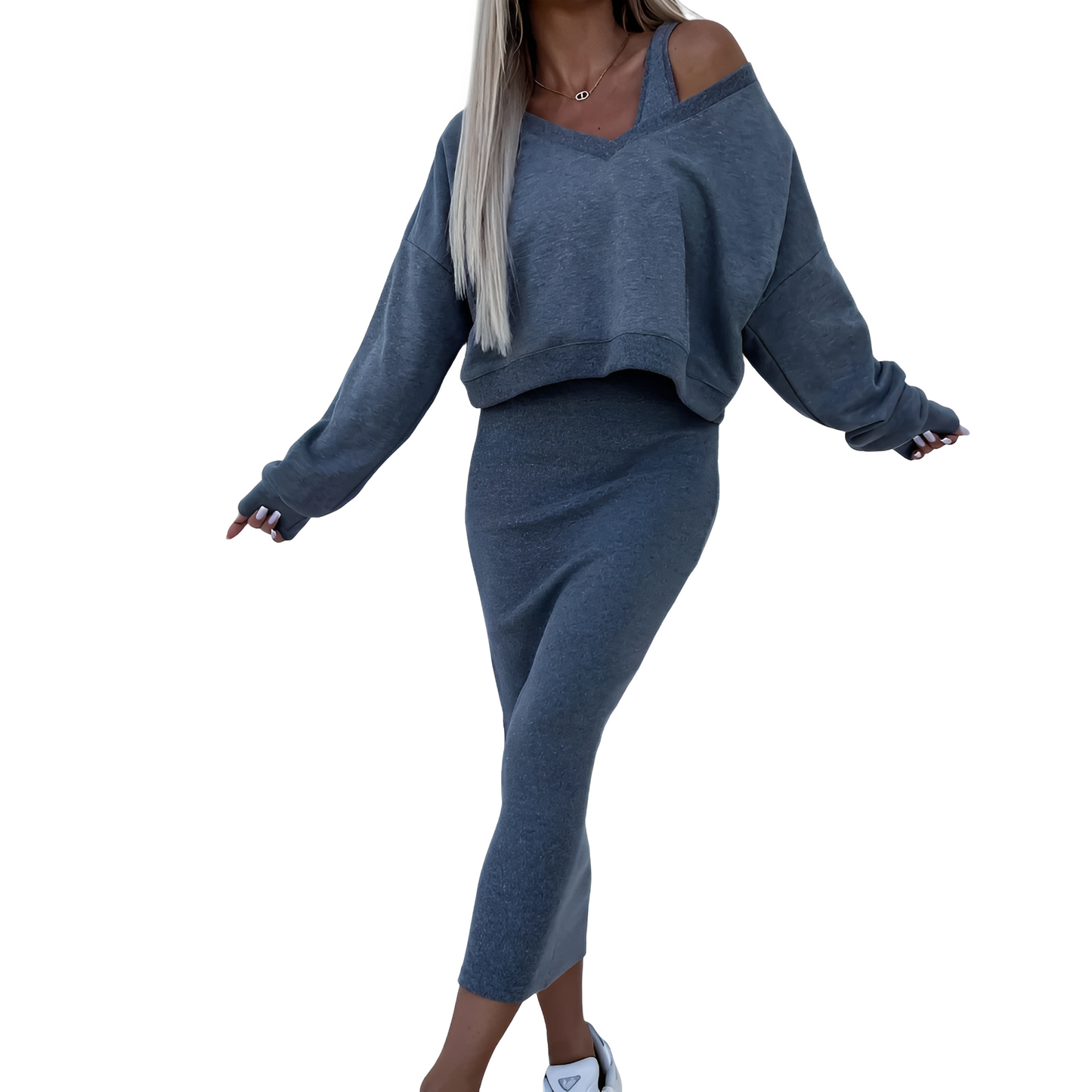 Tianna - Stilvolles Damen-Set aus Pullover und Rock