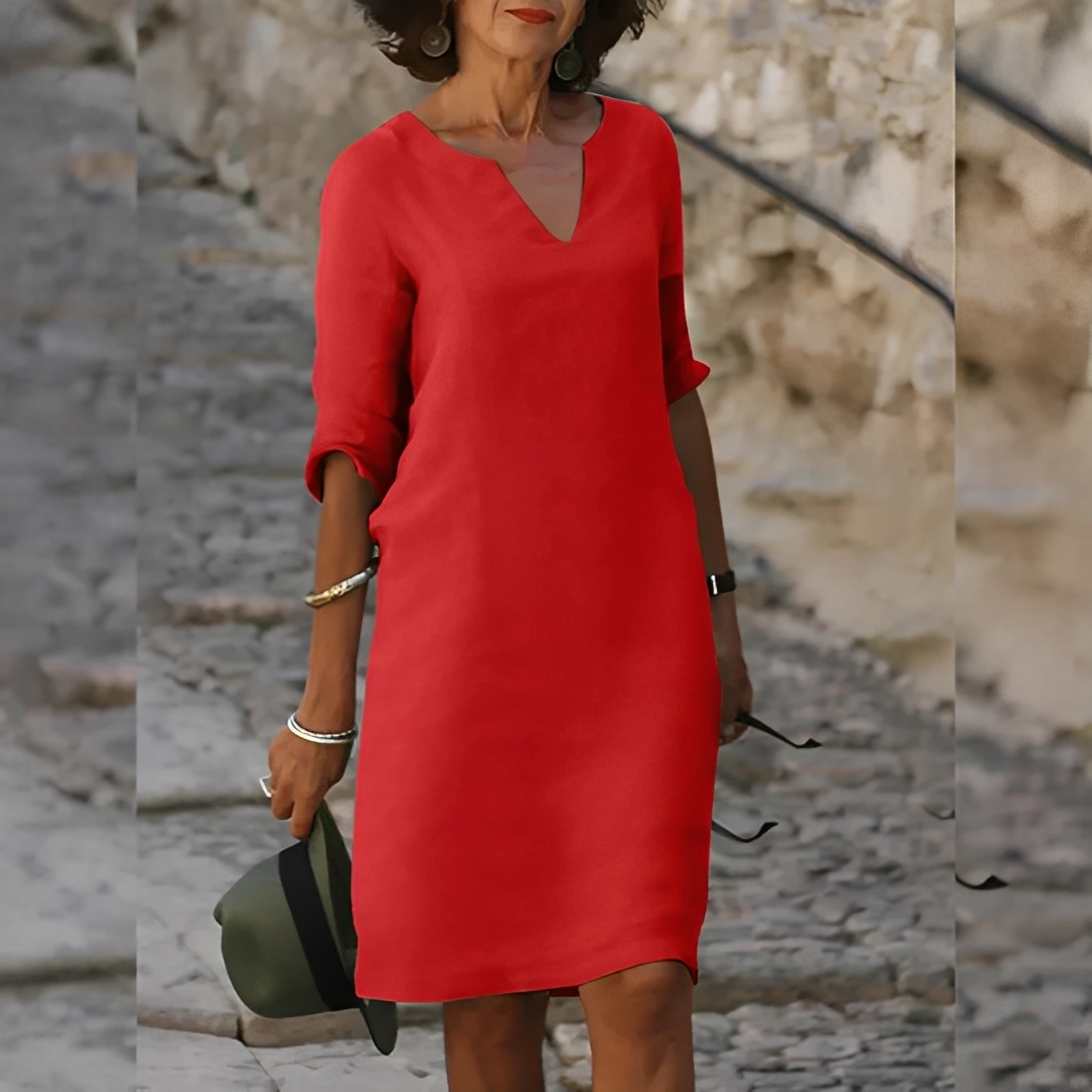 Guilaine - Elegantes Damenkleid mit V-Ausschnitt