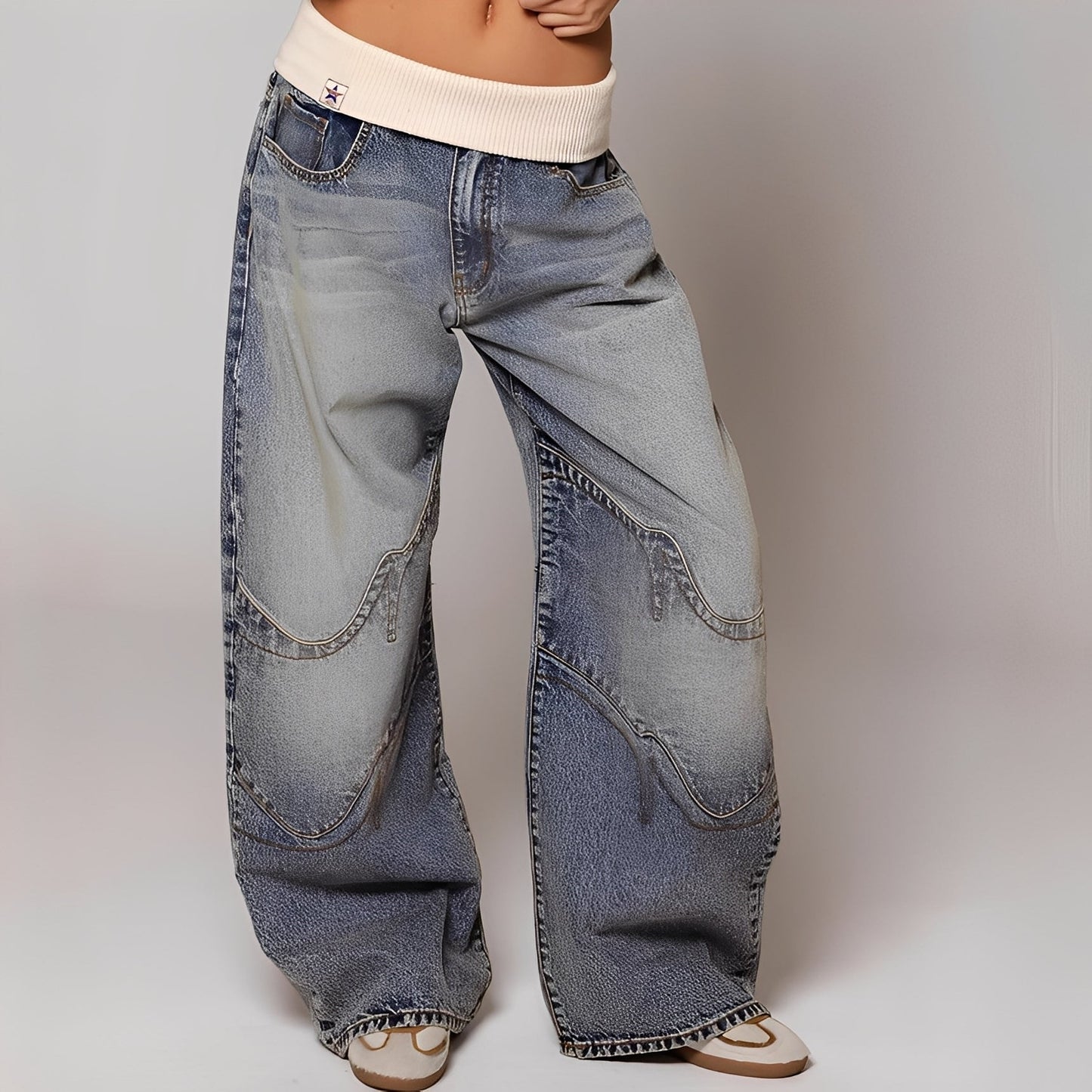 Vanessa - Komfortable, vorgewaschene Baggy-Jeans für Frauen